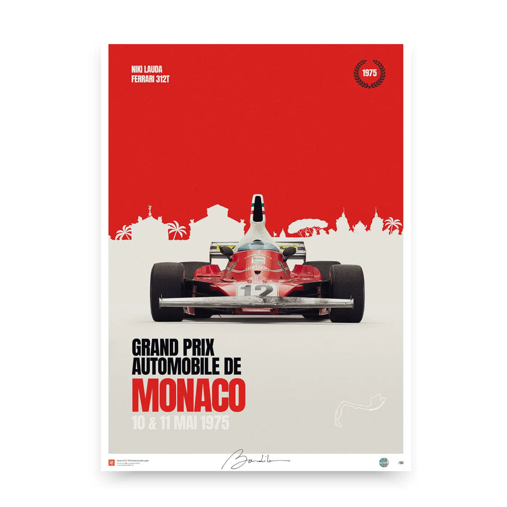 Poster Ferrari 312T Niki Lauda Monaco - Edition Limitée Exclusive Edition carsandme.com