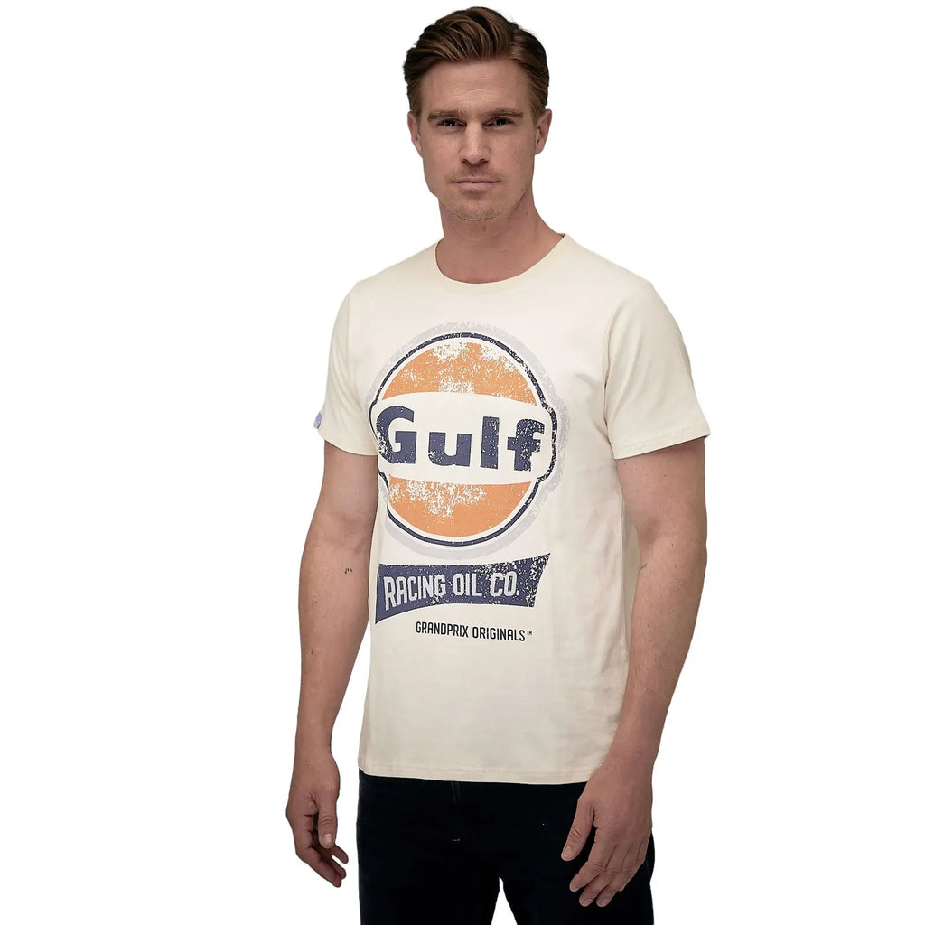 T-Shirt Oil Racing Crème Gulf carsandme.com