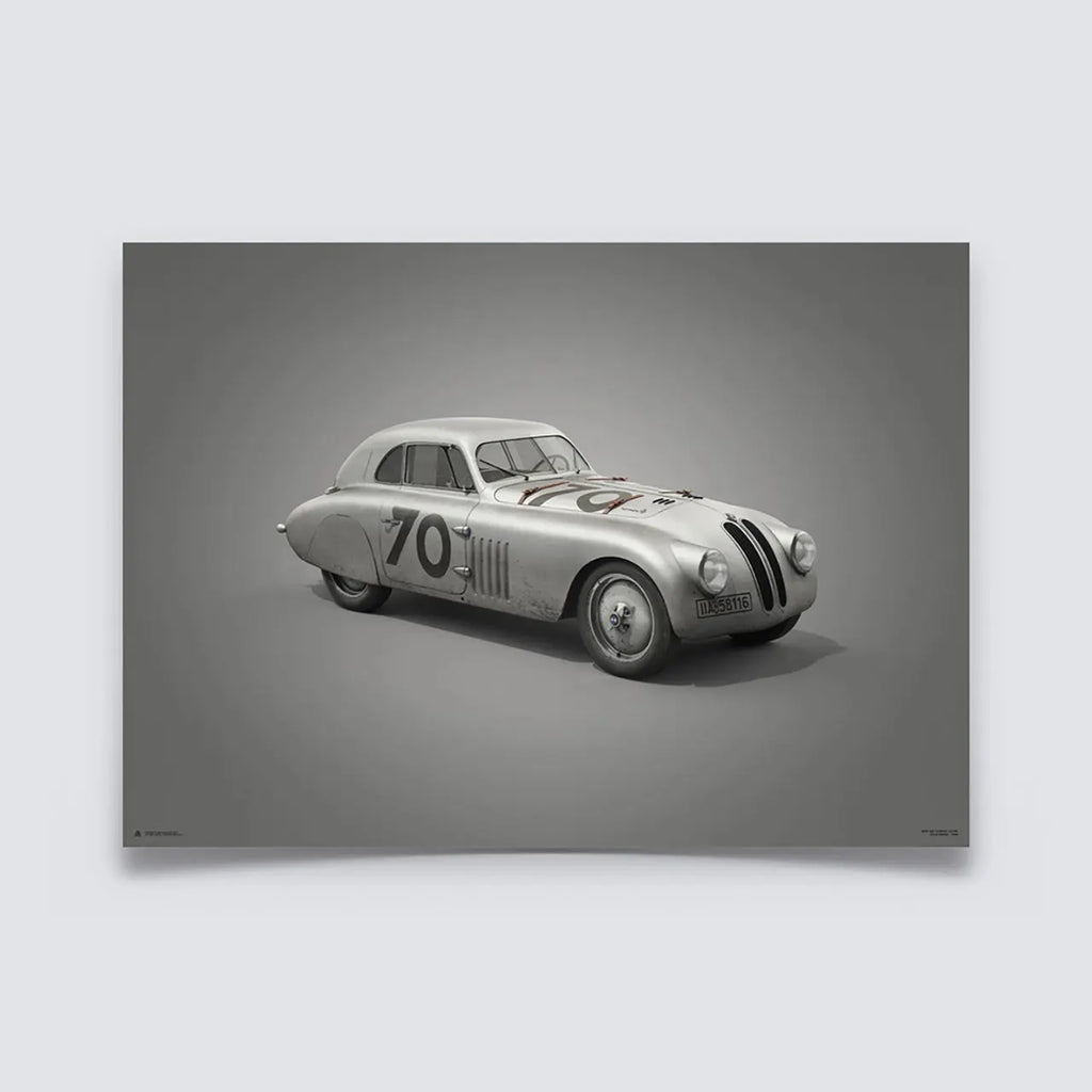 Automobilist Poster BMW 328 Mille Miglia Argent 1940 | Cars and Me