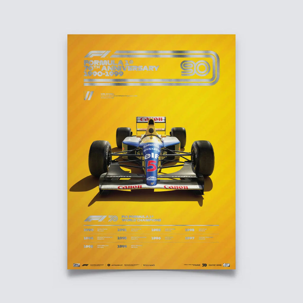 Automobilist Poster Formule 1 Décennie Williams 1990 | Cars and Me