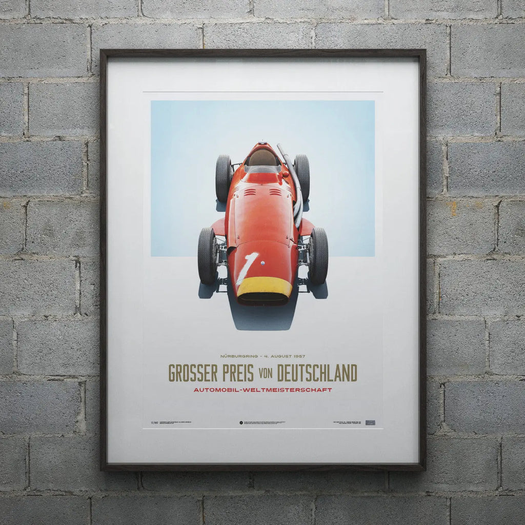 Poster Maserati 250F Juan Manuel Fangio GP d'Allemagne Rouge - Edition limitée