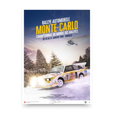 Poster Audi Quattro S1 Röhrl & Geistdörfer Down Rallye Monte-Carlo 1986 - Edition Limitée Exclusive Edition carsandme.com