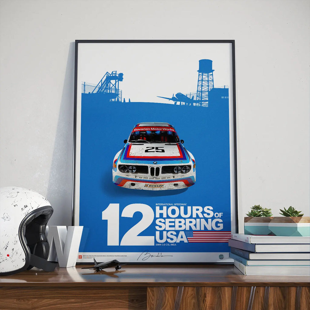 Poster BMW CSL 3.0 12h of Sebring 1975 Face - Edition Limitée Exclusive Edition carsandme.com