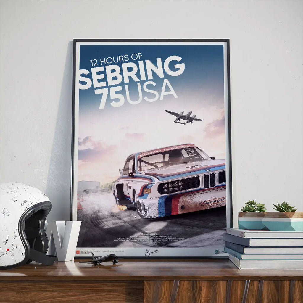 Poster BMW CSL 3.0 12h of Sebring 1975 Face – Edition Limitée Exclusive Edition carsandme.com