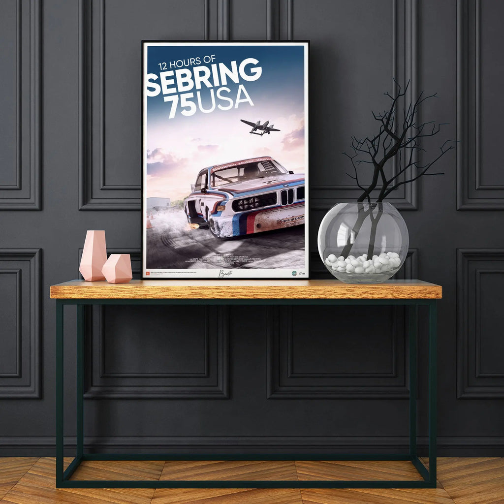 Poster BMW CSL 3.0 12h of Sebring 1975 Face – Edition Limitée Exclusive Edition carsandme.com