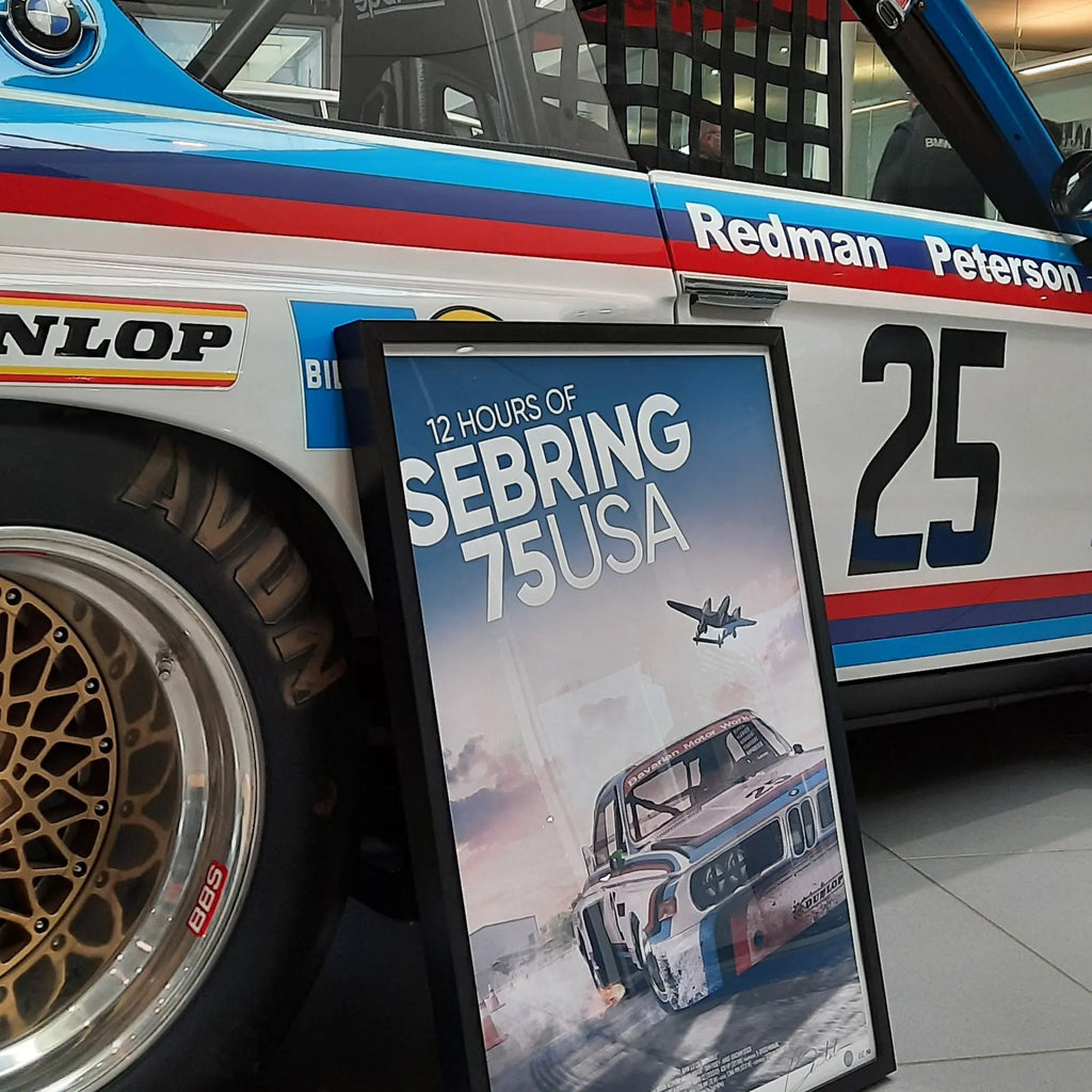 Poster BMW CSL 3.0 12h of Sebring 1975 Face – Edition Limitée Exclusive Edition carsandme.com