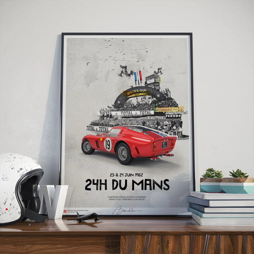 Poster Ferrari 250 GTO Le Mans 1962 - Edition Limitée Exclusive Edition carsandme.com