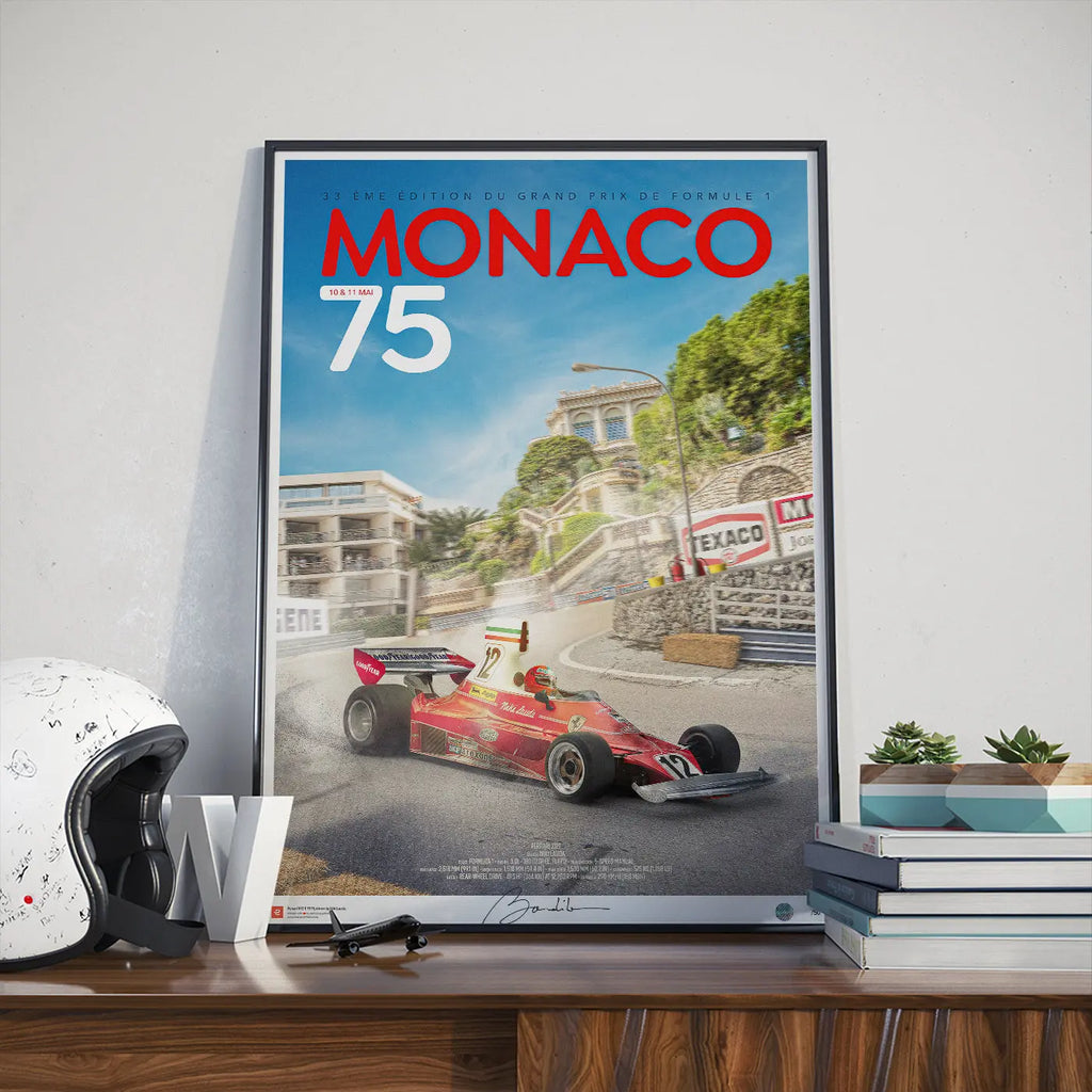 Poster Ferrari 312T Niki Lauda Monaco 1975 Loews turn - Edition Limitée Exclusive Edition carsandme.com