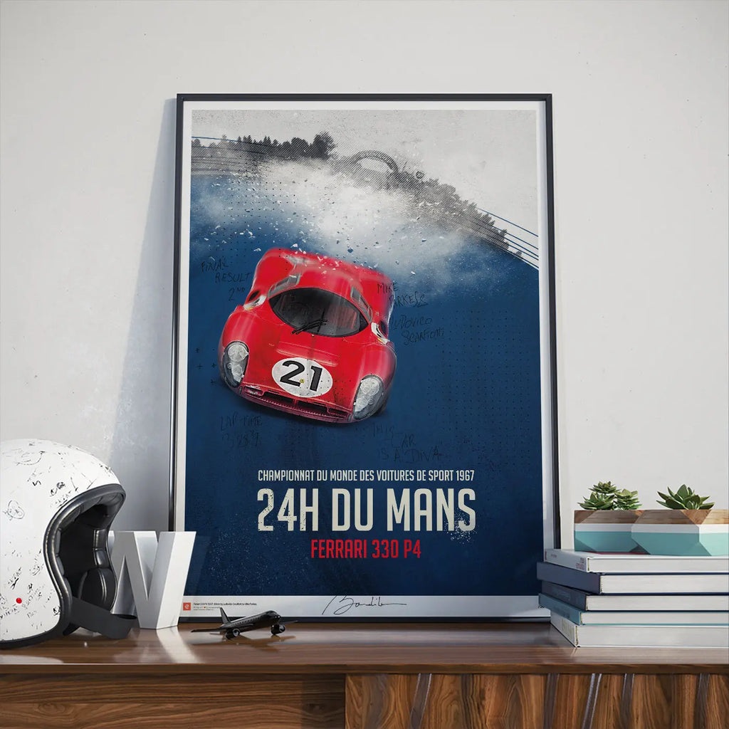 Poster Ferrari 330 P4 24h du Mans 1967 - Edition Limitée Exclusive Edition carsandme.com