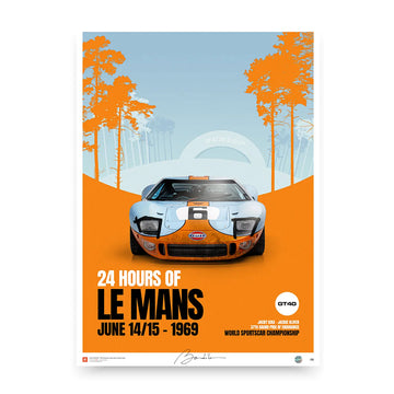 Poster Ford GT40 MK1 24h du Mans 1969 Face - Edition Limitée Exclusive Edition carsandme.com