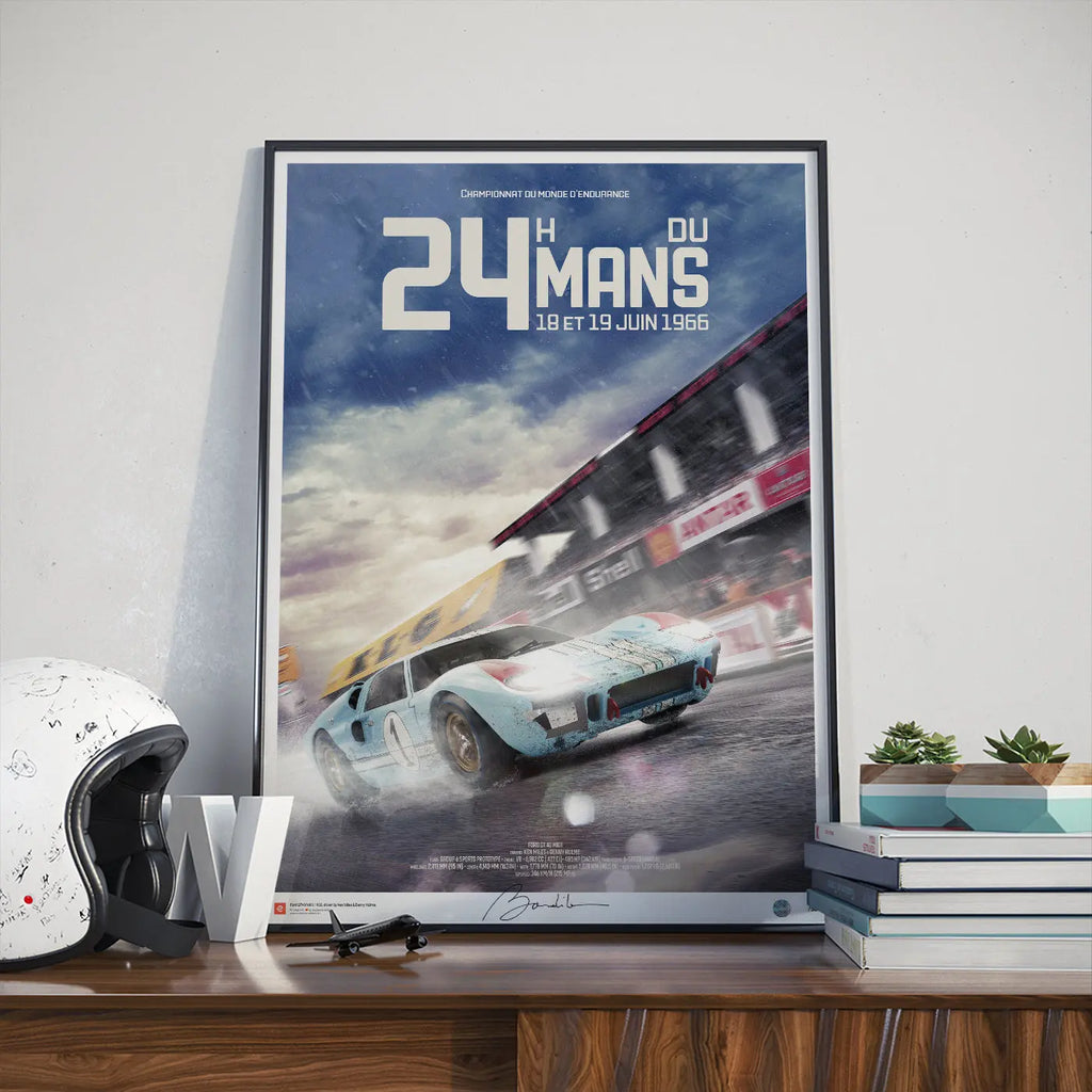 Poster Ford GT40 MK2 24h du Mans 1966 Tribune - Edition Limitée Exclusive Edition carsandme.com