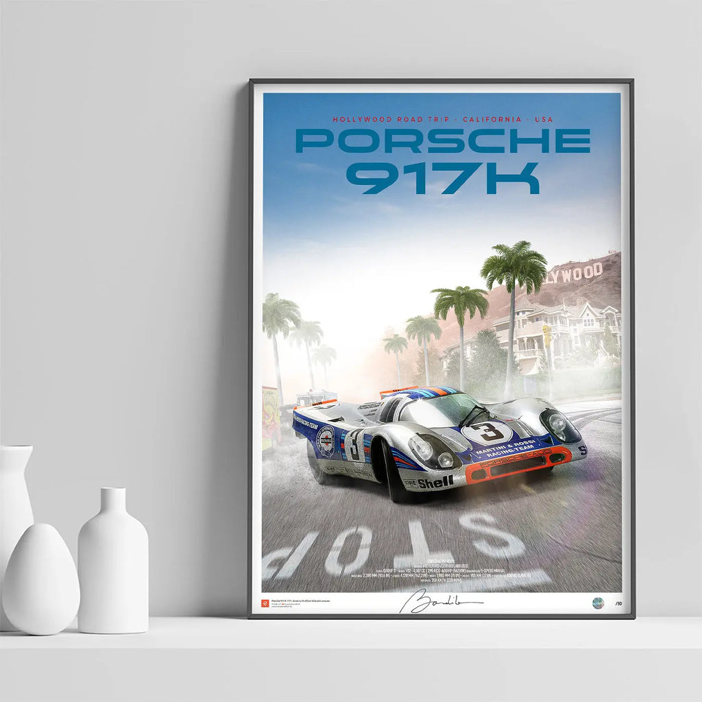 Poster Porsche 917 K Hollywood Road trip – Edition Limitée Exclusive Edition carsandme.com