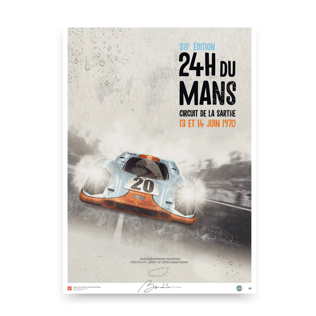 Poster Porsche 917k 24h du Mans 1970 - Edition Limitée Exclusive Edition carsandme.com