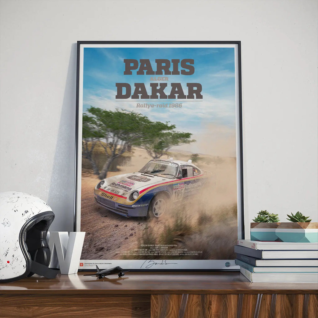 Poster Porsche 959 Paris Dakar 1986 - Edition Limitée Exclusive Edition carsandme.com