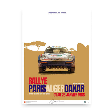 Poster Porsche 959 Paris Dakar 1986 Face - Edition Limitée Exclusive Edition carsandme.com