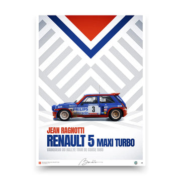 Poster Renault 5 Maxi Turbo Tour de Corse 1985 – Edition Limitée Exclusive Edition carsandme.com