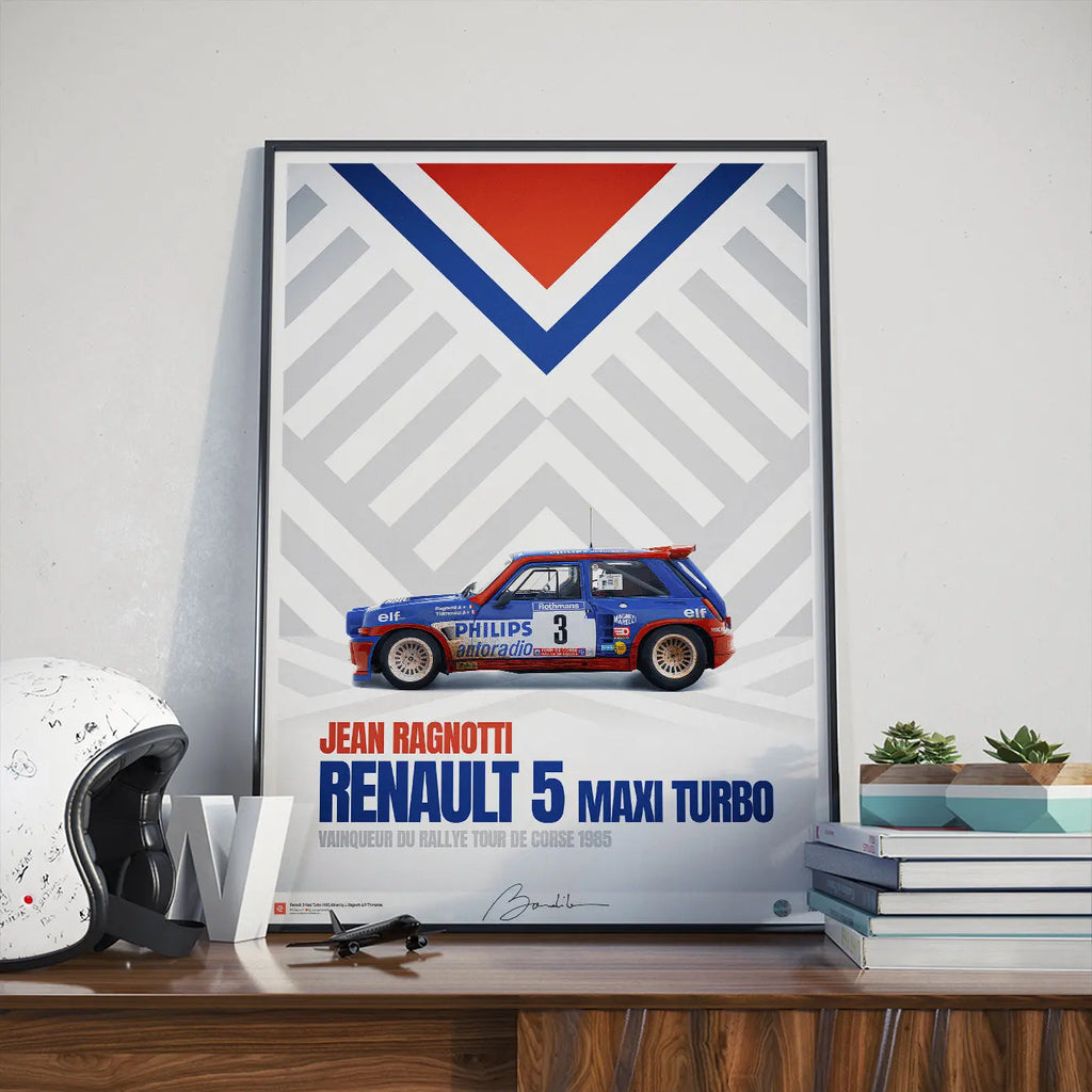 Poster Renault 5 Maxi Turbo Tour de Corse 1985 – Edition Limitée Exclusive Edition carsandme.com