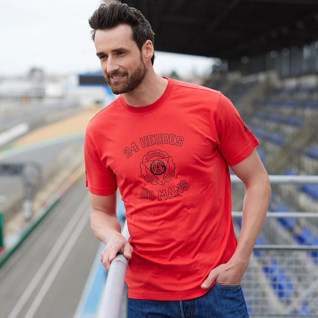 24H Le Mans T-Shirt Logo Vintage Rouge | Cars and Me