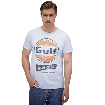 Gulf T-Shirt Manches Courtes Oil Racing Bleu Ciel | Cars and Me