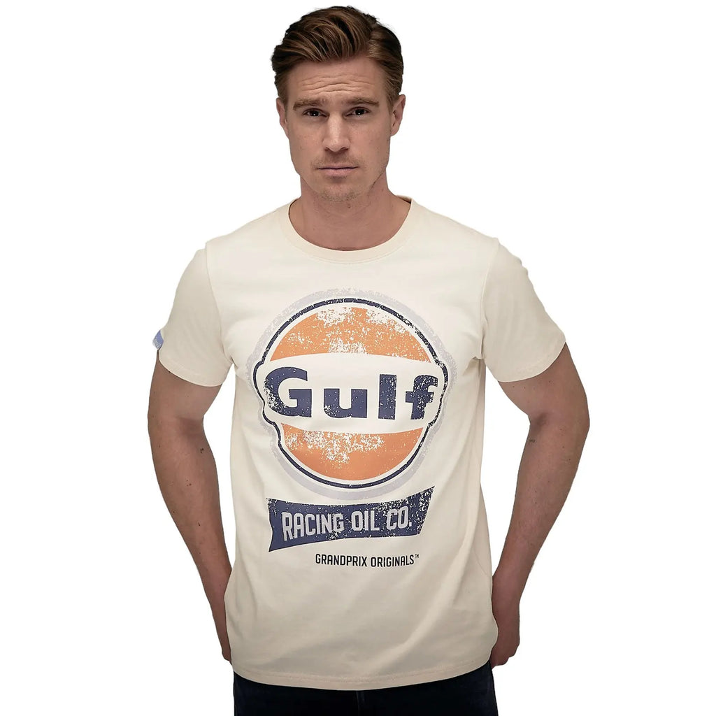 T-Shirt Oil Racing Crème Gulf carsandme.com