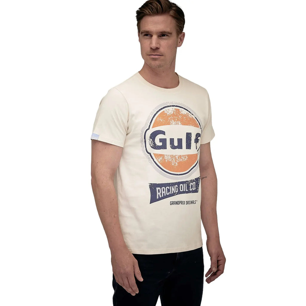 T-Shirt Oil Racing Crème Gulf carsandme.com