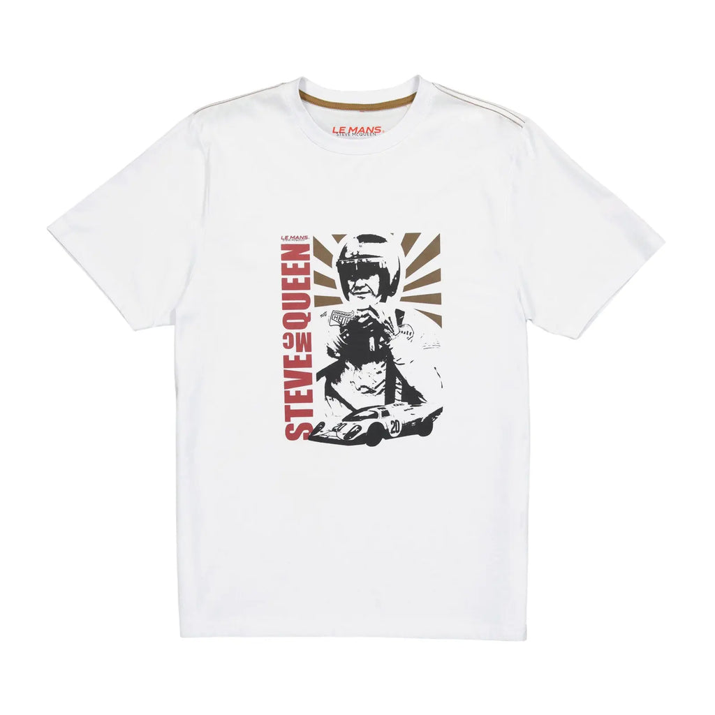 T-Shirt Old Affiche Blanc Steve McQueen carsandme.com