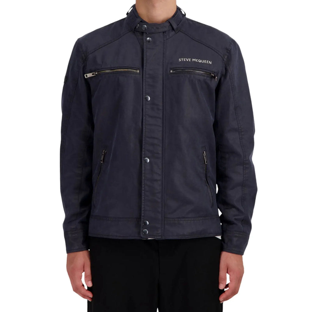 Veste Biker Bleu Marine Steve McQueen carsandme.com