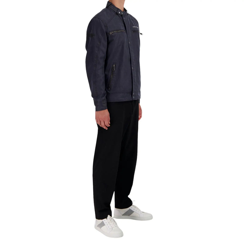 Veste Biker Bleu Marine Steve McQueen carsandme.com