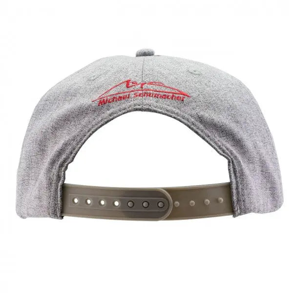 Arrière casquette grise visière plate Michael Schumacher avec logo MS rouge bordé