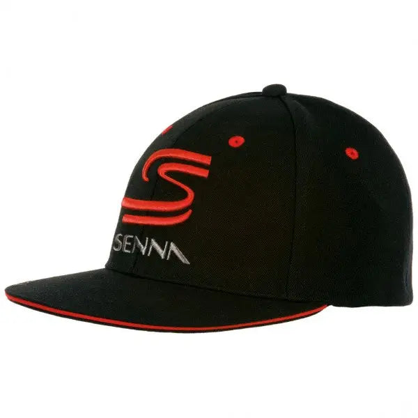 Casquette noire Senna brodé en gris et  grand S rouge devant, vue 3/4 gauche