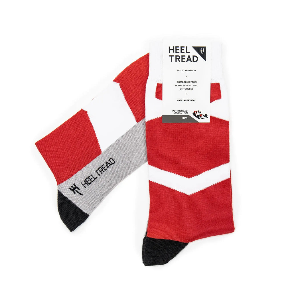 Paire de chaussettes rouges Heel Tread aux couleurs de la livrée Marlboro de la F1 McLaren MP4