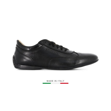 Chaussure Sparco Imola en cuir noir, made in Italy, vue de profil droit