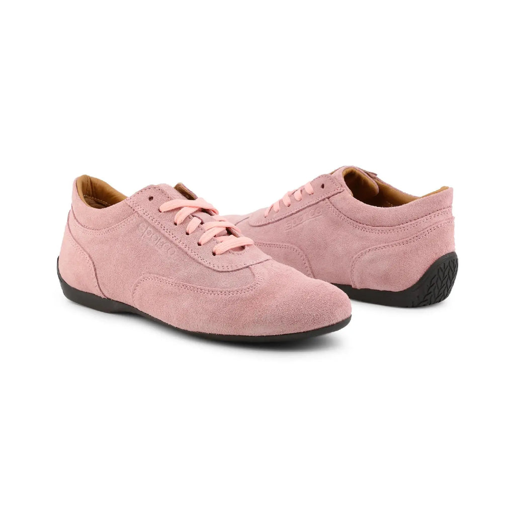 Paire de chaussures basses Sparco Imola en cuir suédé rose avec lacets roses