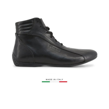 Chaussure montante Sparco Monza en cuir noir, made in Italy, vue de profil droit