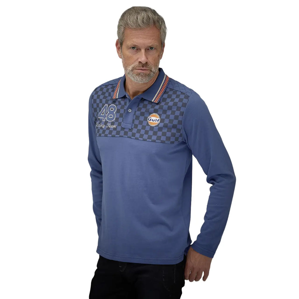 Gulf Polo Manches Longues Racing Bleu | Cars and Me