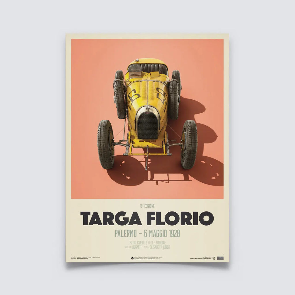 Poster Bugatti T35 Targa Florio 1928 Jaune - Edition limitée