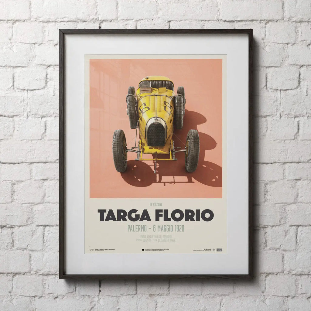 Poster Bugatti T35 Targa Florio 1928 Jaune - Edition limitée