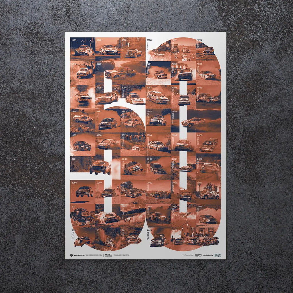 Poster FIA Championnat du Monde de Rallye 50ème Anniversaire 2022- Edition limitée