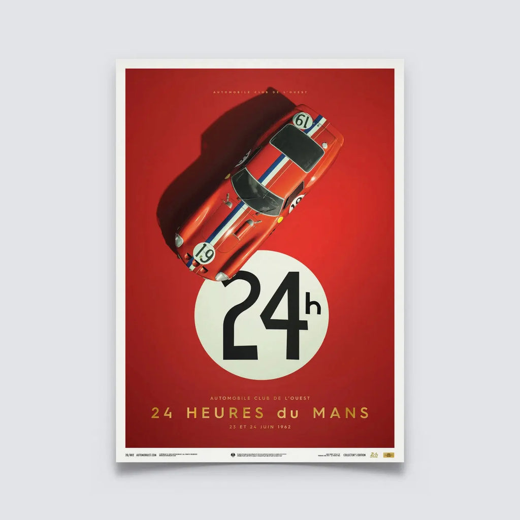 Poster Ferrari 250 GTO Rouge 24H LE MANS 1962 | Cars and Me