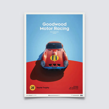 Poster Automobilist Bleu et rouge avec Ferrari 250 GTO Rouge de face