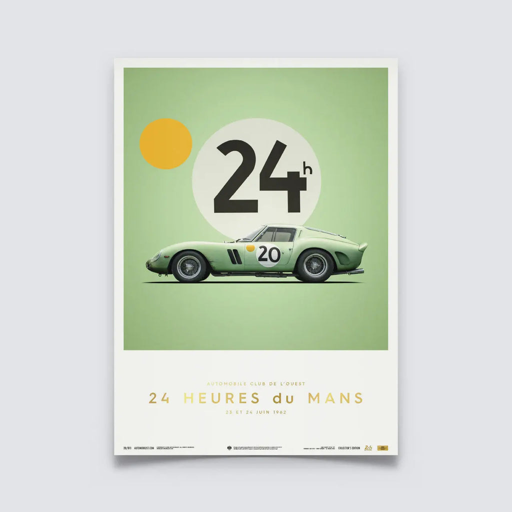 Automobilist Poster Ferrari 250GTO Vert 24H Le Mans 1962 | Cars and Me