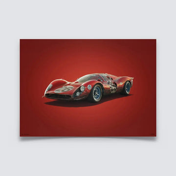 Automobilist Poster Ferrari 412P rouge Daytona 1967 | Cars and Me