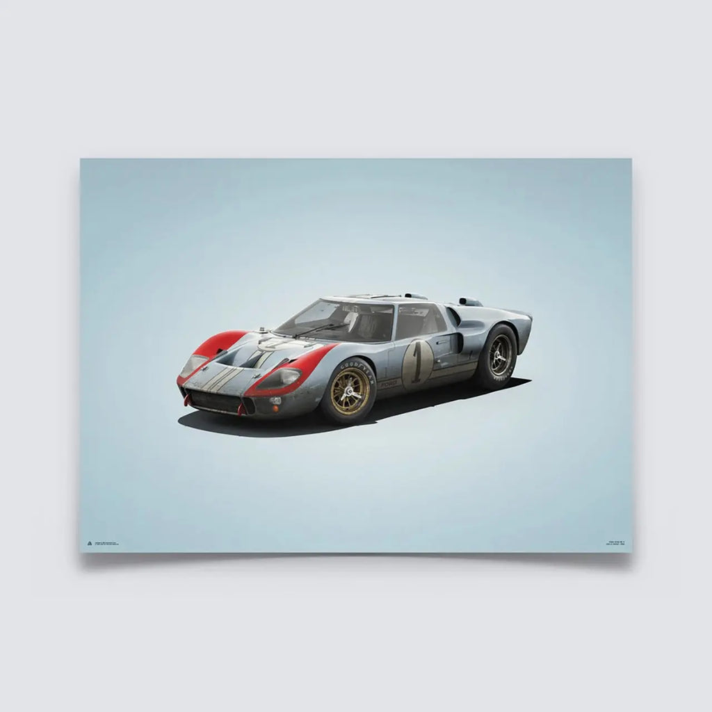 Automobilist Poster Ford GT40 Bleu 24h Le Mans 1966 | Cars and Me