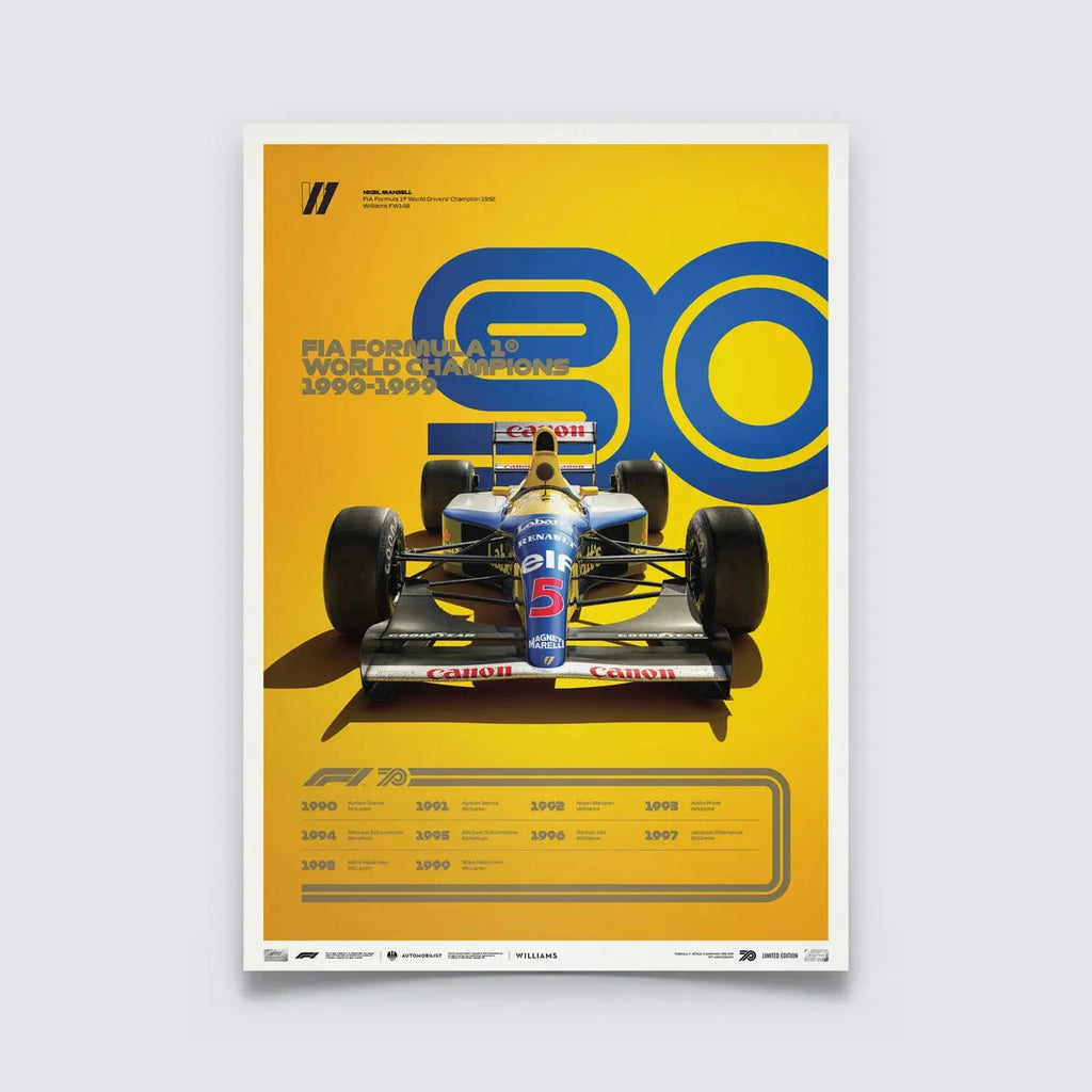 Poster Formule 1 Décennie Williams - Années 90 - Edition limitée