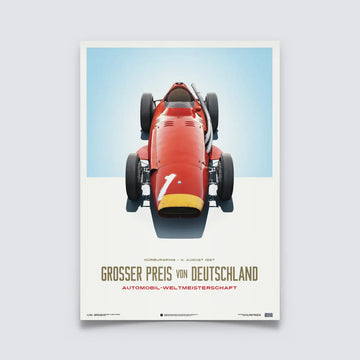 Poster Maserati 250F Juan Manuel Fangio GP d'Allemagne Rouge - Edition limitée