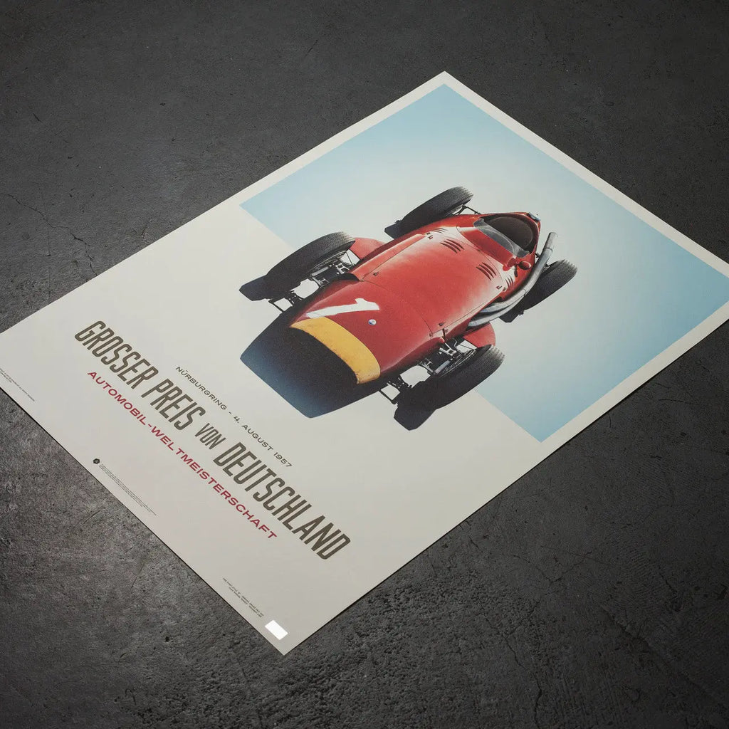 Poster Maserati 250F Juan Manuel Fangio GP d'Allemagne Rouge - Edition limitée