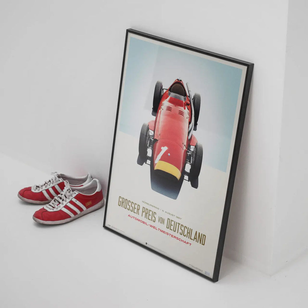 Poster Maserati 250F Juan Manuel Fangio GP d'Allemagne Rouge - Edition limitée