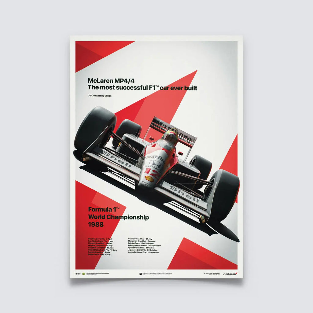Poster McLaren MP4/4 Ayrton Senna San Marino GP 1988