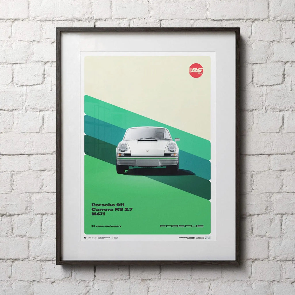 Automobilist Poster Porsche 911 Carrera RS2.7 Blanc 1973 | Cars and Me