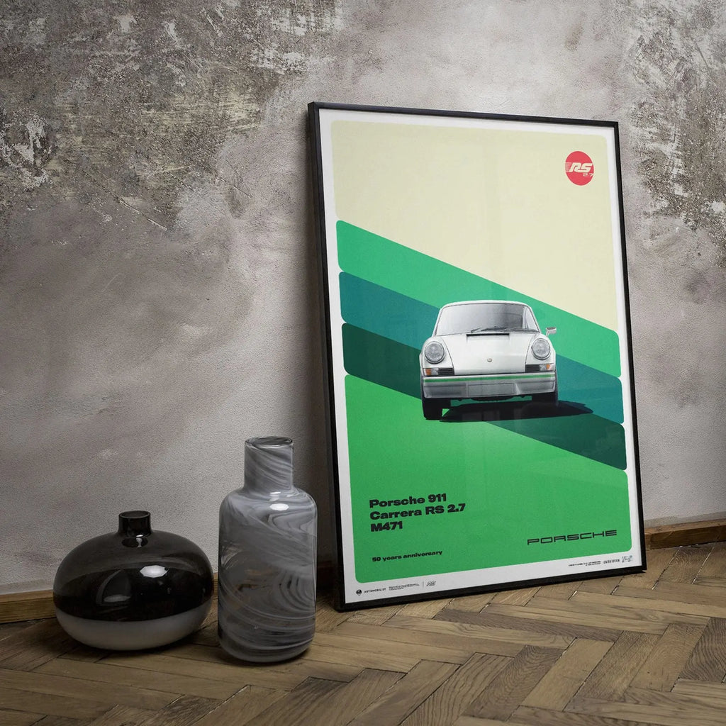 Automobilist Poster Porsche 911 Carrera RS2.7 Blanc 1973 | Cars and Me